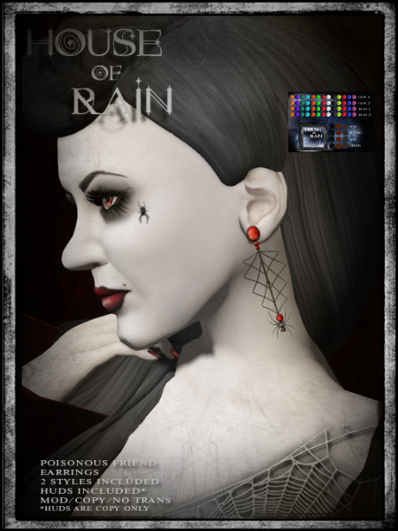 House of Rain Poisonous Friend Earring Poster (hud enabled)